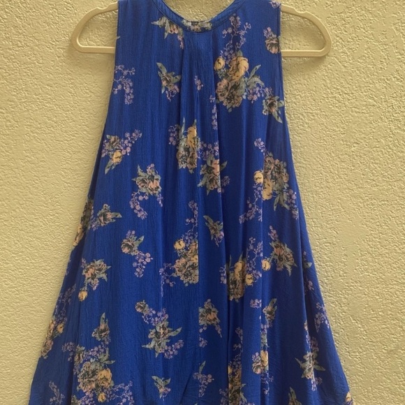 Free People Tree Swing Sleeveless Tunic Top Mini Dress Blue Floral Oversized XS - Picture 6 of 7